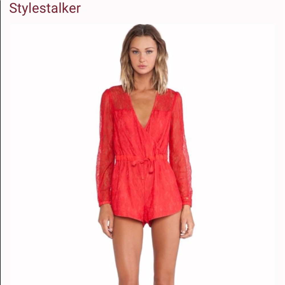 ♥️ Stylestalker Romper lace shorts Red